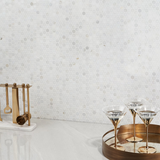 White Jade 1" Polished Marble Penny Round Mosaic Tile