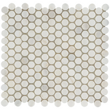 White Jade 1" Polished Marble Penny Round Mosaic Tile