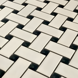 Metro Basketweave White w/Black Dot 11-3/4 in. x 11-3/4 in. Porcelain Mosaic Tile (9.8 sq. ft./Case)