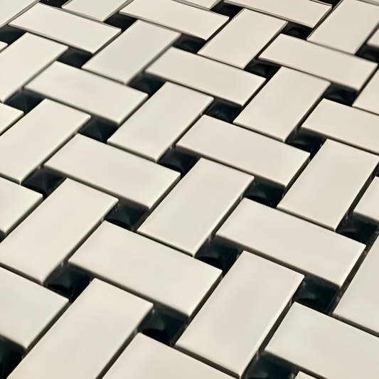 Metro Basketweave White w/Black Dot 11-3/4 in. x 11-3/4 in. Porcelain Mosaic Tile (9.8 sq. ft./Case)