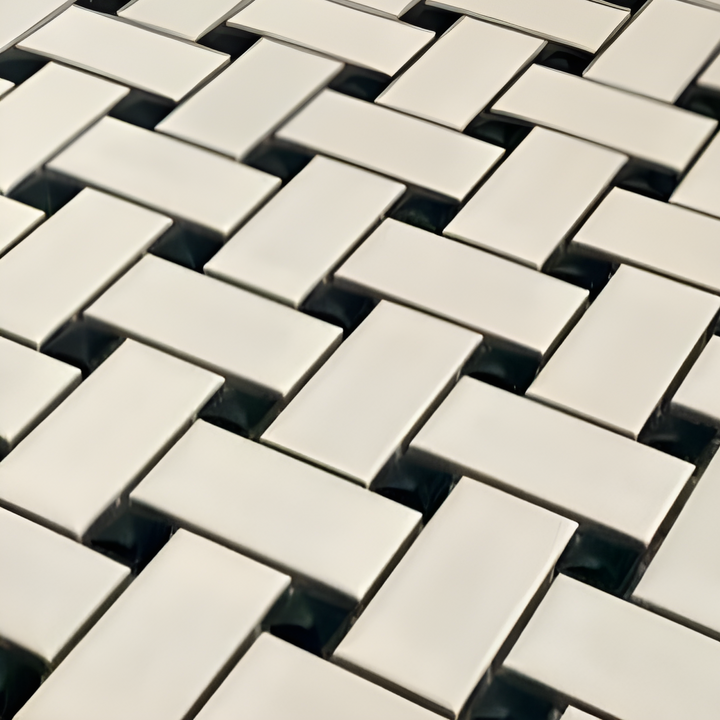 Metro Basketweave White w/Black Dot 11-3/4 in. x 11-3/4 in. Porcelain Mosaic Tile (9.8 sq. ft./Case)