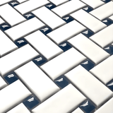 Metro Basketweave White w/Black Dot 11-3/4 in. x 11-3/4 in. Porcelain Mosaic Tile (9.8 sq. ft./Case) - Super Arbor