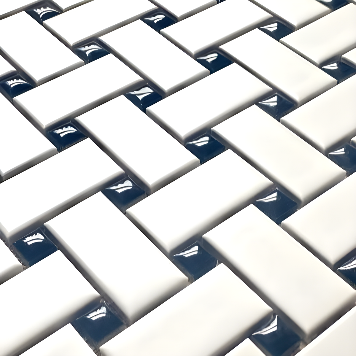 Metro Basketweave White w/Black Dot 11-3/4 in. x 11-3/4 in. Porcelain Mosaic Tile (9.8 sq. ft./Case)
