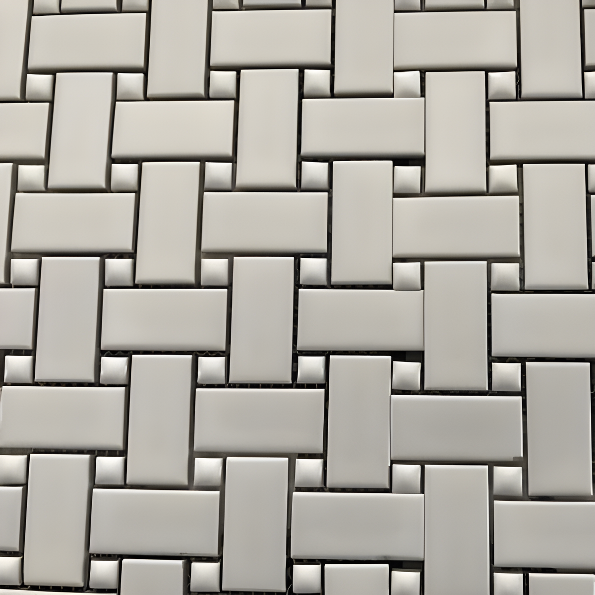 Metro Basketweave White w/Black Dot 11-3/4 in. x 11-3/4 in. Porcelain Mosaic Tile (9.8 sq. ft./Case)