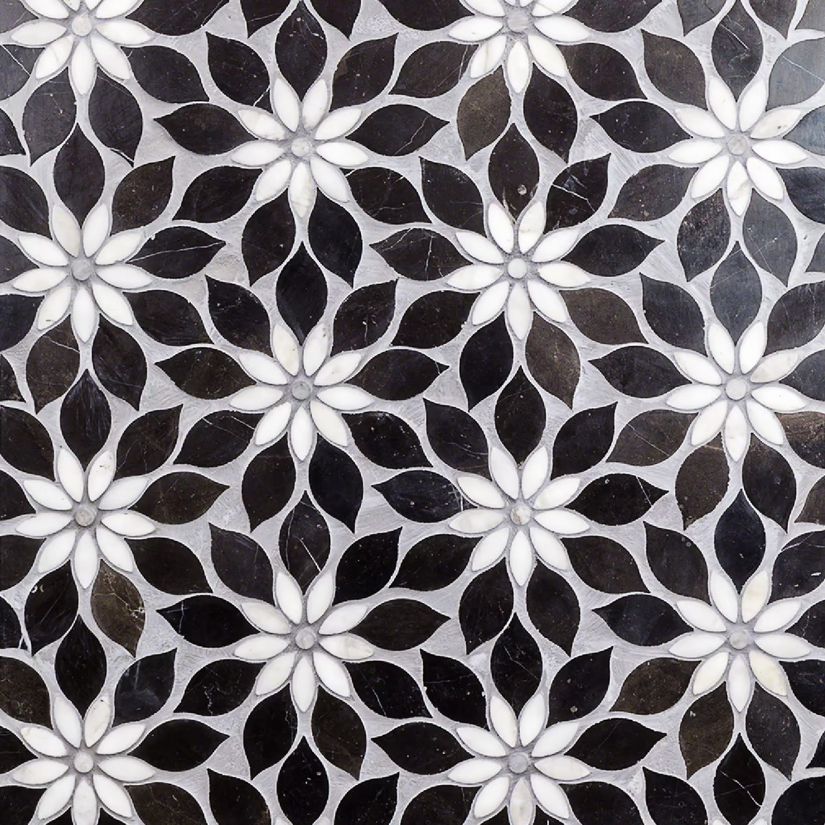 Wildflower Calacatta and Black Jade Horizon Marble Polished Tile