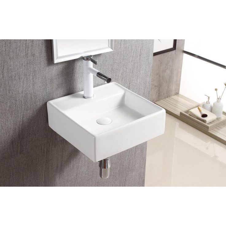 Elanti Wall-Mounted Square Bathroom Sink in White