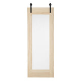 34 in. x 84 in. Timber Hill Rain Glass and Unfinished Pine Wood Sliding Barn Door Slab with Hardware Kit - Super Arbor