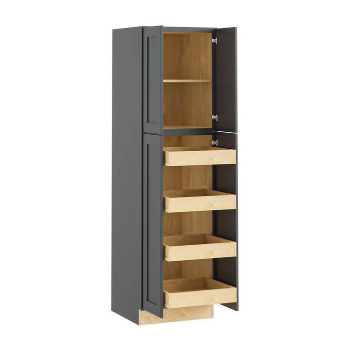 Home Decorators Collection Newport 24 in. W x 24 in. D x 84 in. H Assembled Plywood Pantry Kitchen Cabinet in Deep Onyx with 4ROT Soft Close