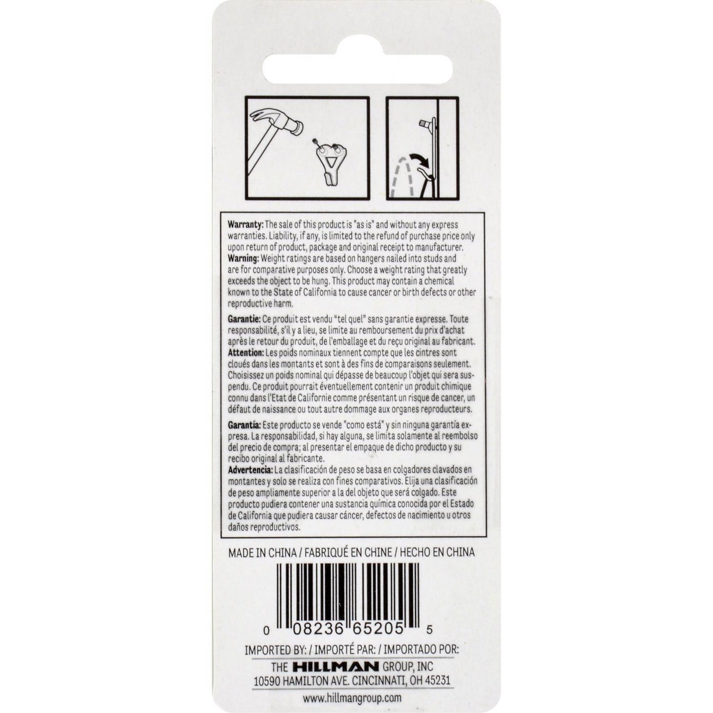 Hillman AnchorWire Brass-Plated Classic Picture Hanger, 50 lb Capacity, 2-Pack