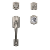 Schlage Custom Camelot Single Cylinder Handleset with Alexandria Glass Knob and Camelot Trim – Matte Black