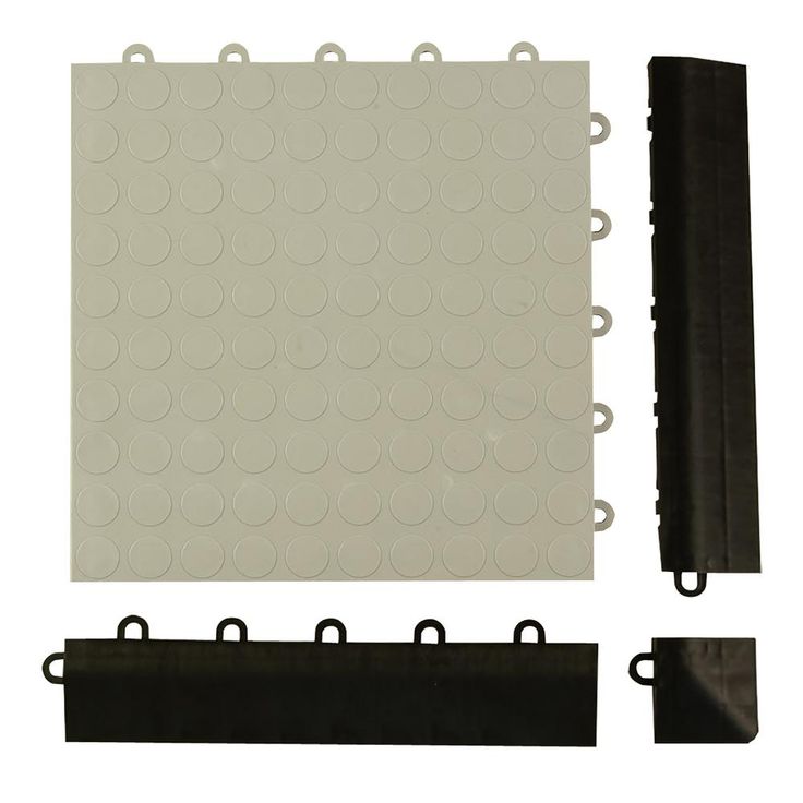 Greatmats Click Tile Black 2-3/8 in. x 12.14 in. x 5/8 in. Female Border Ramp with Loops (Case of 4)