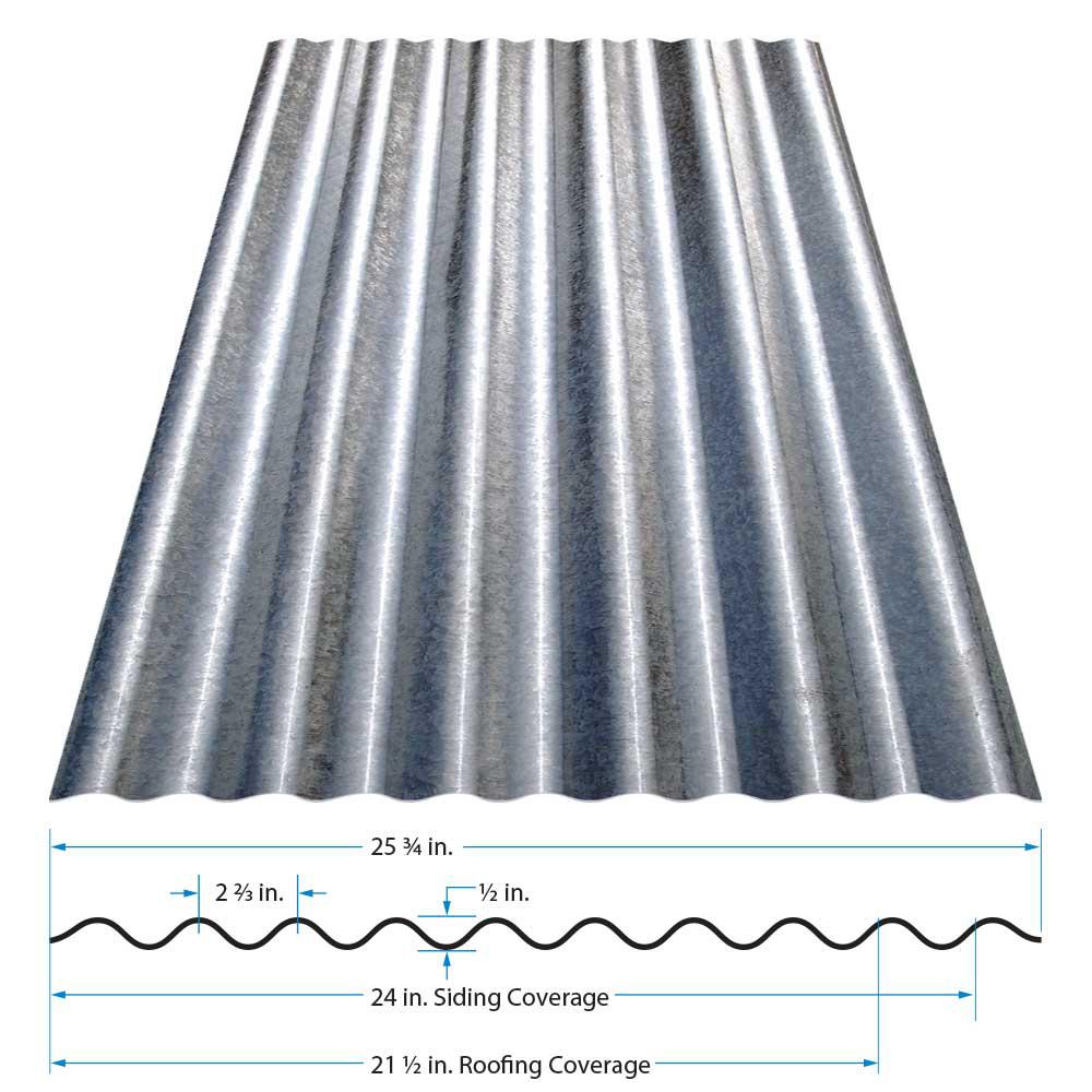 8 ft. Corrugated Galvanized Steel Utility-Gauge Roof Panel