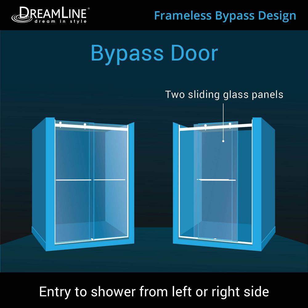 Essence 56 to 60 in. x 76 in. Semi-Frameless Sliding Shower Door in Brushed Nickel - Super Arbor