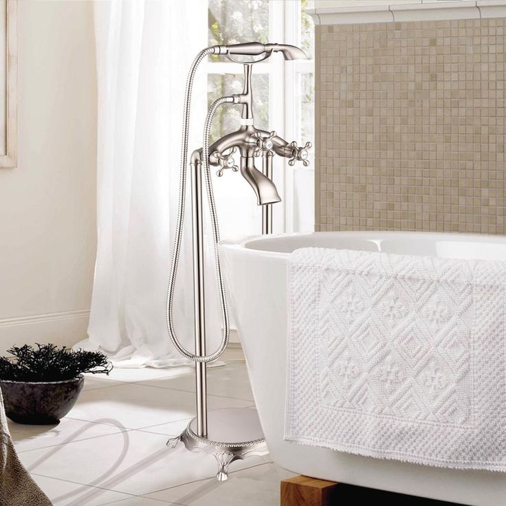 40 in. H x 8 in. W Single-Handle Claw Foot Tub Faucet with Hand Shower in Brushed Nickel