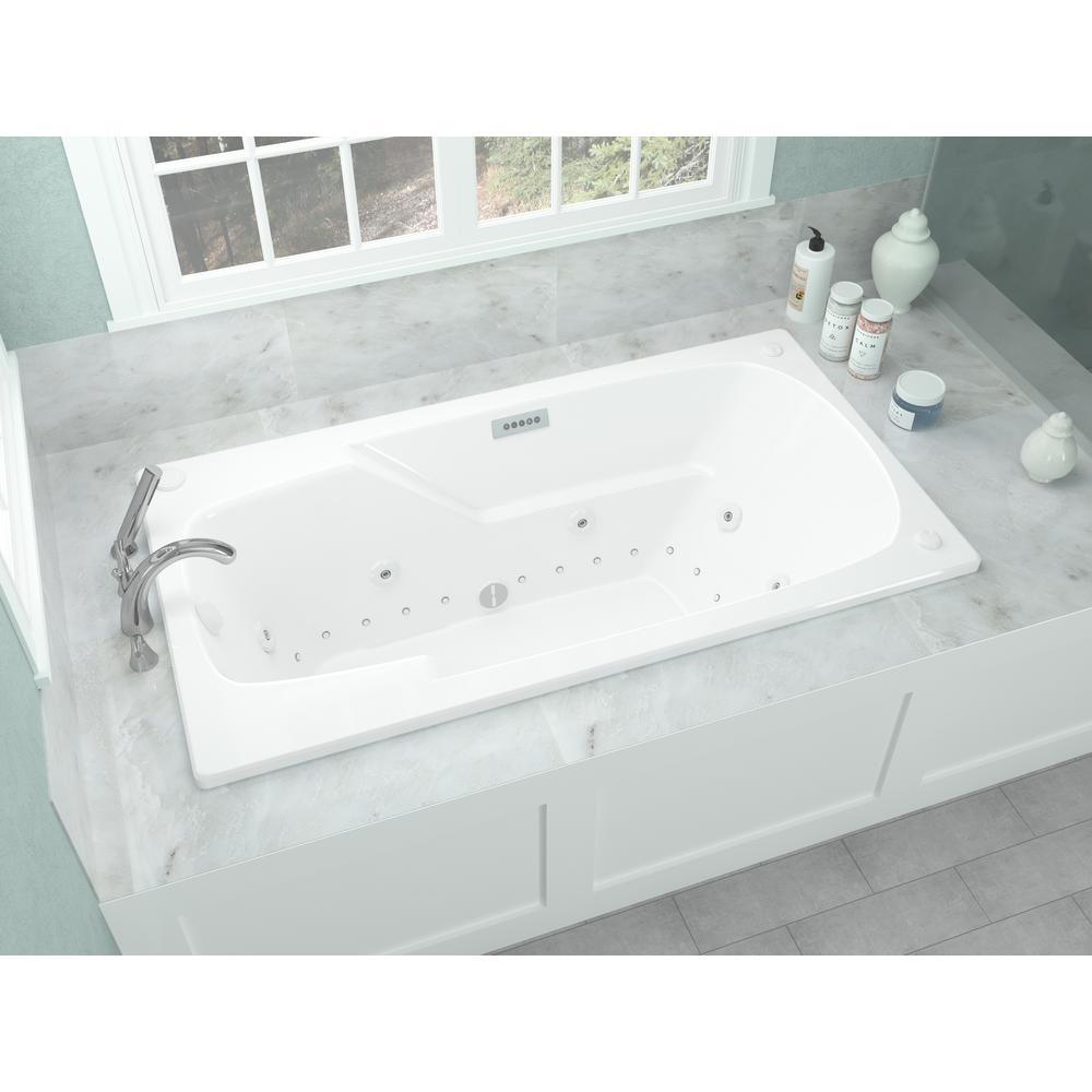 Coral Diamond Series 6 ft. Left Drain Rectangular Drop-in Whirlpool and Air Bath Tub in White - Super Arbor