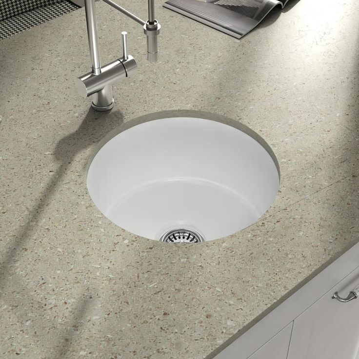 Yorkshire Bar Undermount Fireclay 18.5 in. Round Single Bowl Kitchen Sink with Grid and Strainer in White