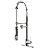 Zurich Single-Handle Pull-Down Sprayer Kitchen Faucet with Deck Plate in Matte Black - Super Arbor