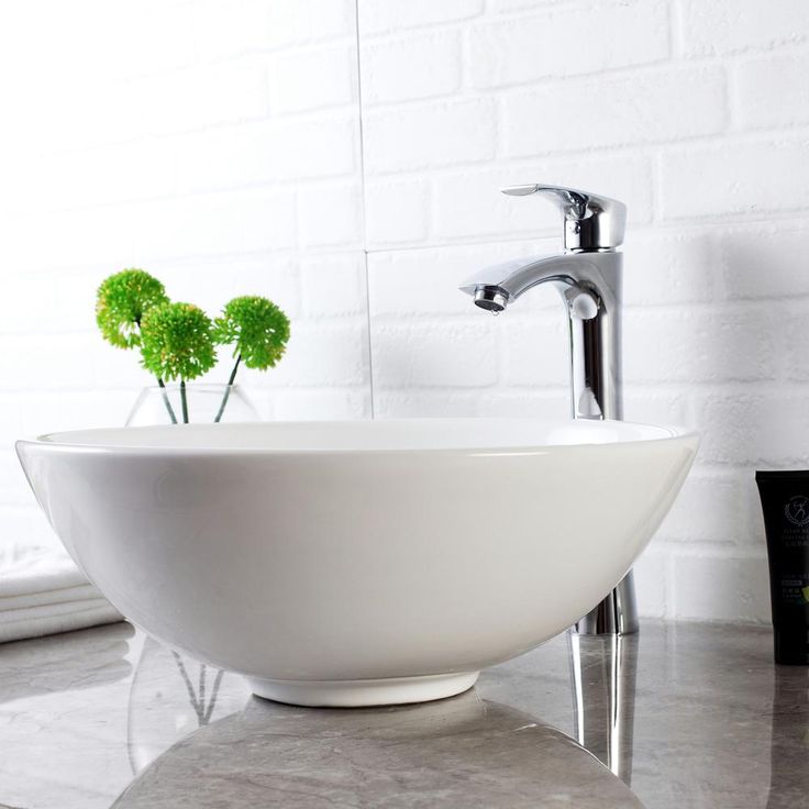 LORDEAR 16 in. x 16 in. Vessel Sink Modern Bathroom Above Round Bowl in White Porcelain Ceramic Vessel Vanity Sink Art Basin