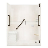 Classic Freedom Grand Hinged 36 in. x 60 in. x 80 in. Left Drain Alcove Shower Kit in Natural Buff and Chrome - Super Arbor