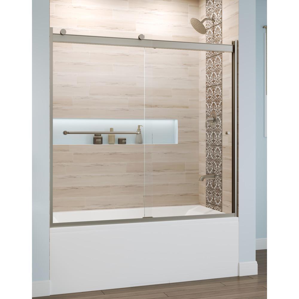 Rotolo 60 in. x 57 in. Semi-Frameless Sliding Bathtub Door in Matte Black - Super Arbor