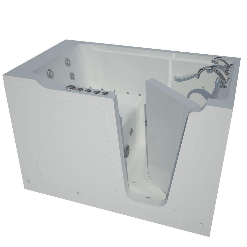 Nova Heated 5 ft. Walk-In Air and Whirlpool Jetted Tub in White with Chrome Trim - Super Arbor