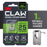 3M Claw Silver Drywall Picture Hanger, 25 lb Capacity, 1 Pack