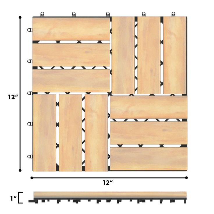Giantex 40-Piece Acacia Wood Deck Tiles Patio Interlocking Floor Tiles