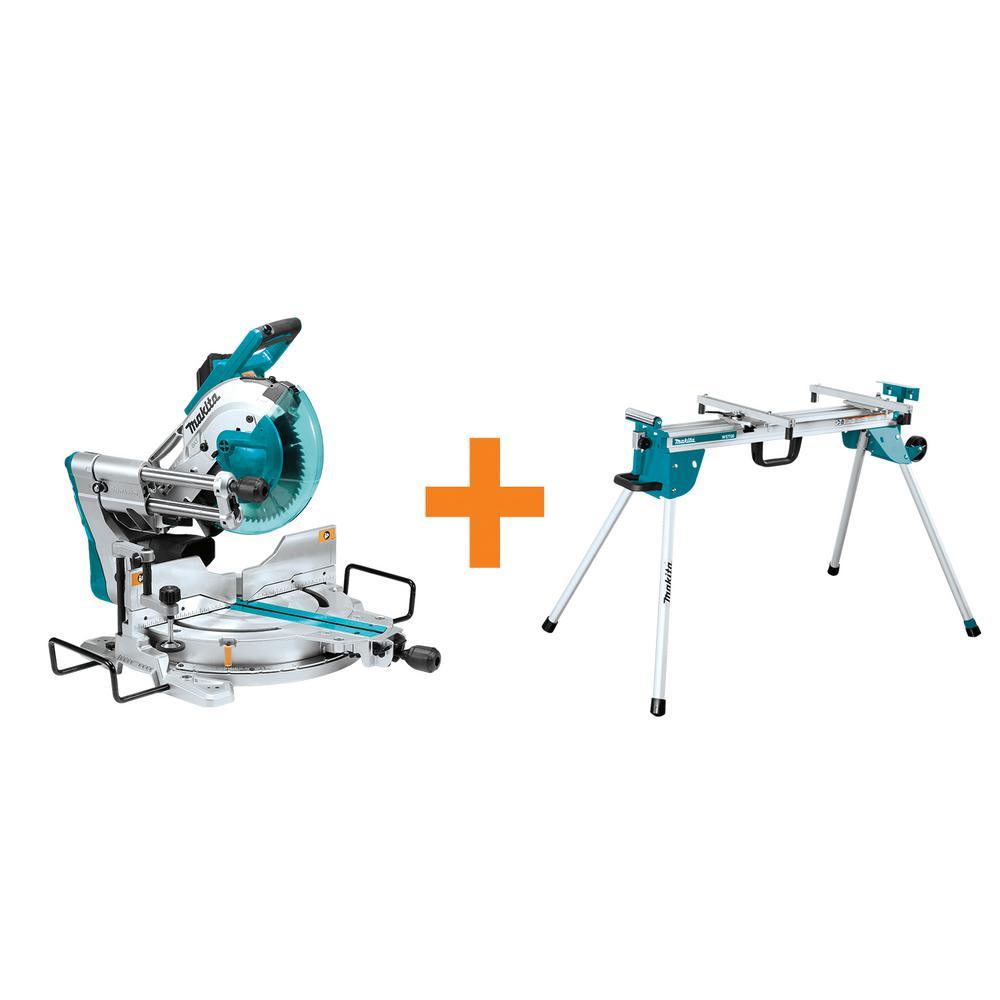 15 Amp 10 in. Dual Bevel Sliding Compound Miter Saw with Laser/Bonus Compact Folding Miter Saw Stand - Super Arbor