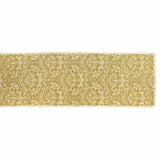 14 in. x 72 in. Gold Damask Print Jute Table Runner