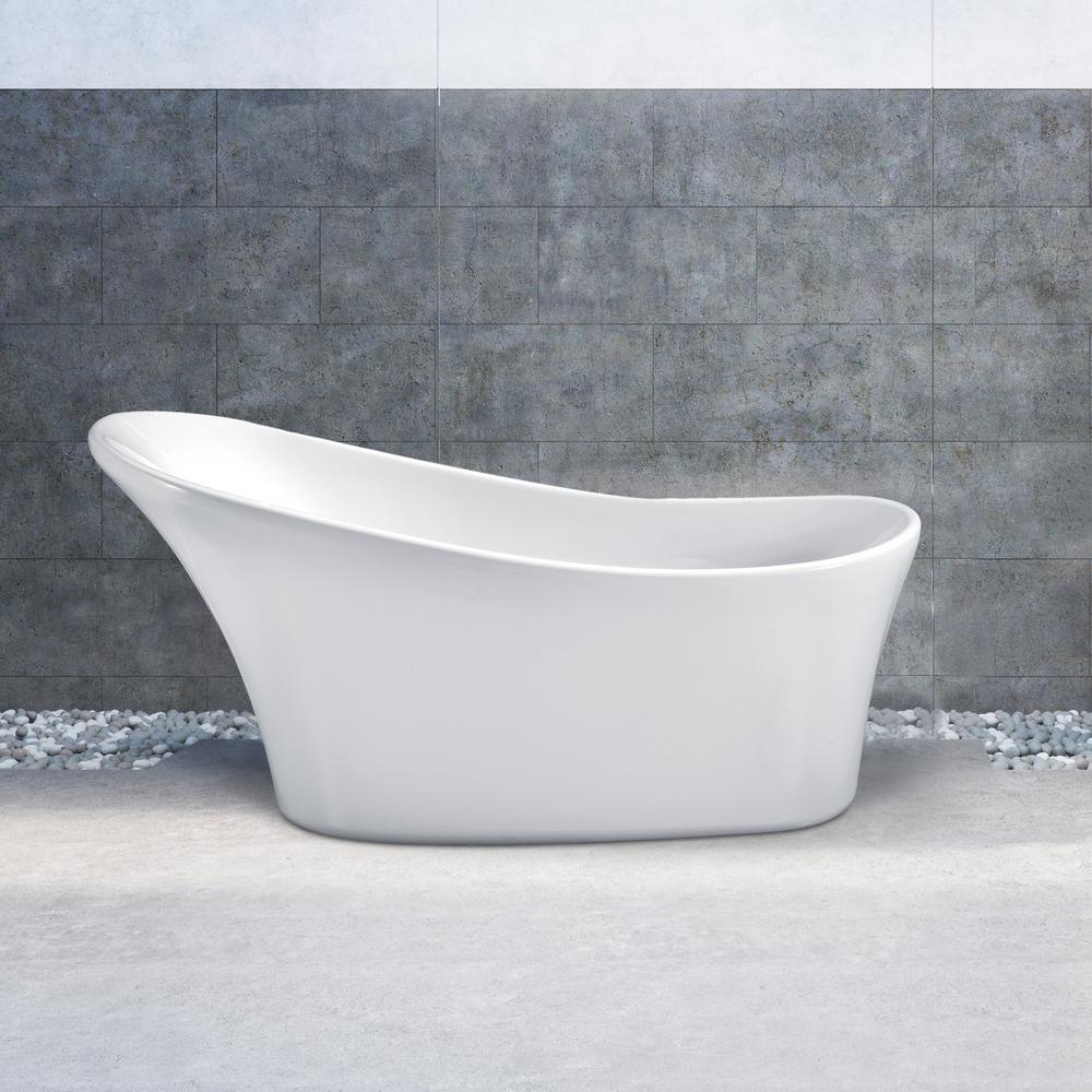 62.6 in. Acrylic Flatbottom Non-Whirlpool Bathtub in White - Super Arbor