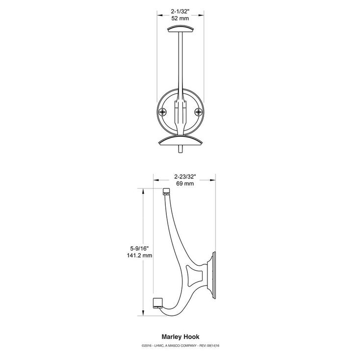 Marley 5-9/16 in. Matte Black Coat Hook