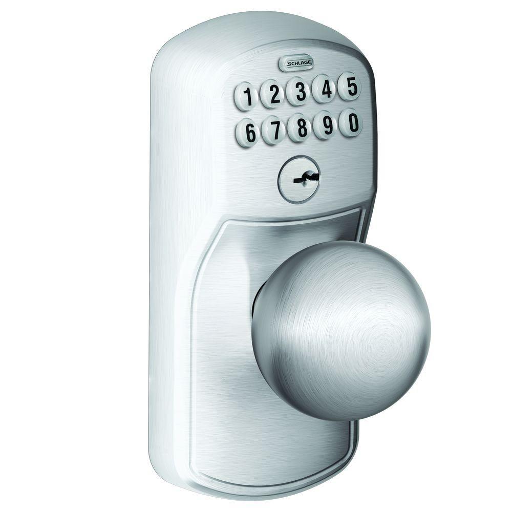 Plymouth Satin Chrome Commercial Electronic Door Lock with Orbit Door Knob - Super Arbor