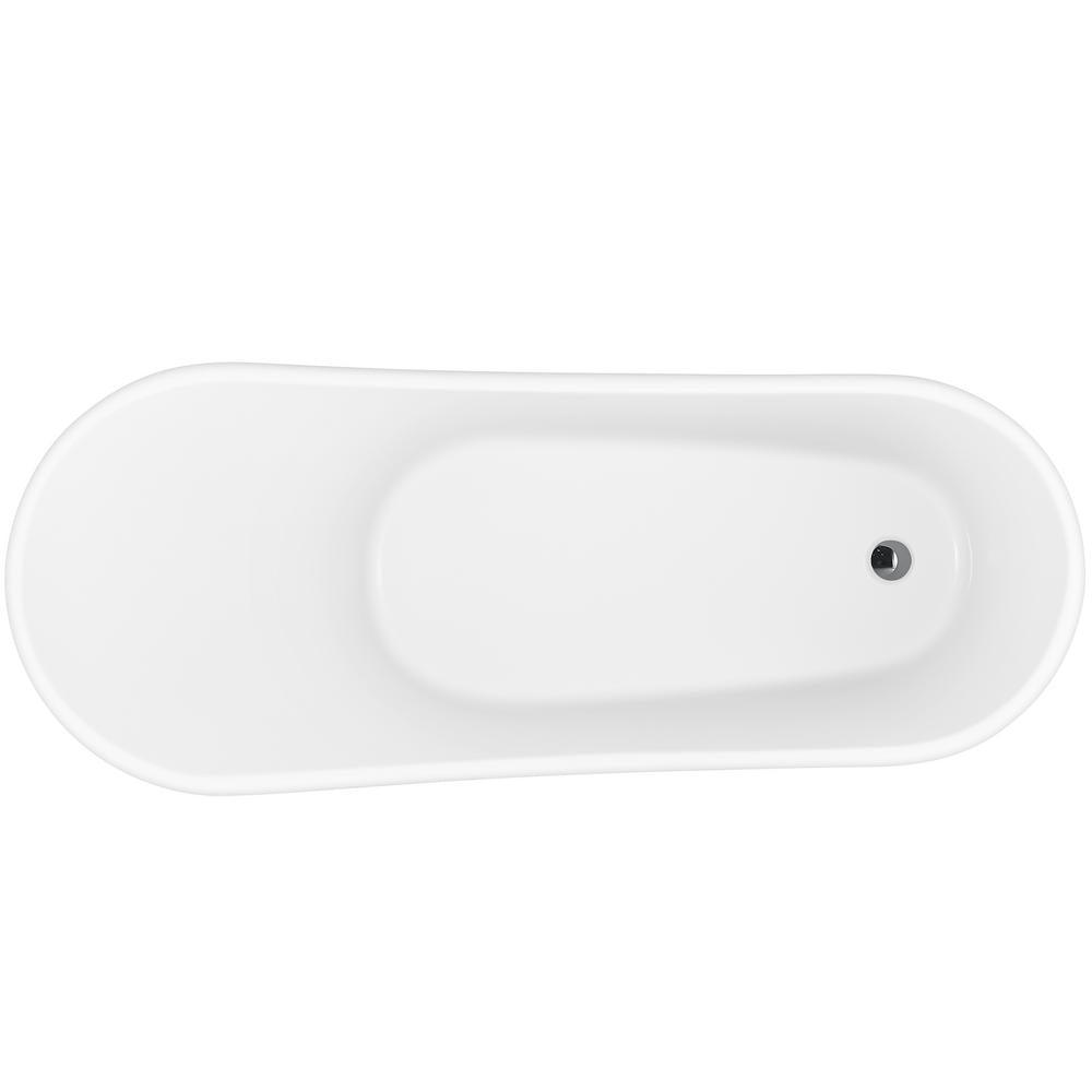 59 in. Acrylic Single Slipper Flatbottom Non-Whirlpool Bathtub in Glossy White - Super Arbor