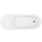 59 in. Acrylic Single Slipper Flatbottom Non-Whirlpool Bathtub in Glossy White - Super Arbor