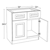 Home Decorators Collection Grayson 33 in. W x 24 in. D x 34.5 in. H Assembled Plywood Sink Base Kitchen Cabinet in Mythic Blue with Soft Close