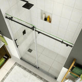 Coraline 56 in. to 60 in. x 76 in. Frameless Sliding Shower Door in Matte Black - Super Arbor
