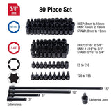3/8 in. Drive Master Impact Socket Set (80-Piece) - Super Arbor