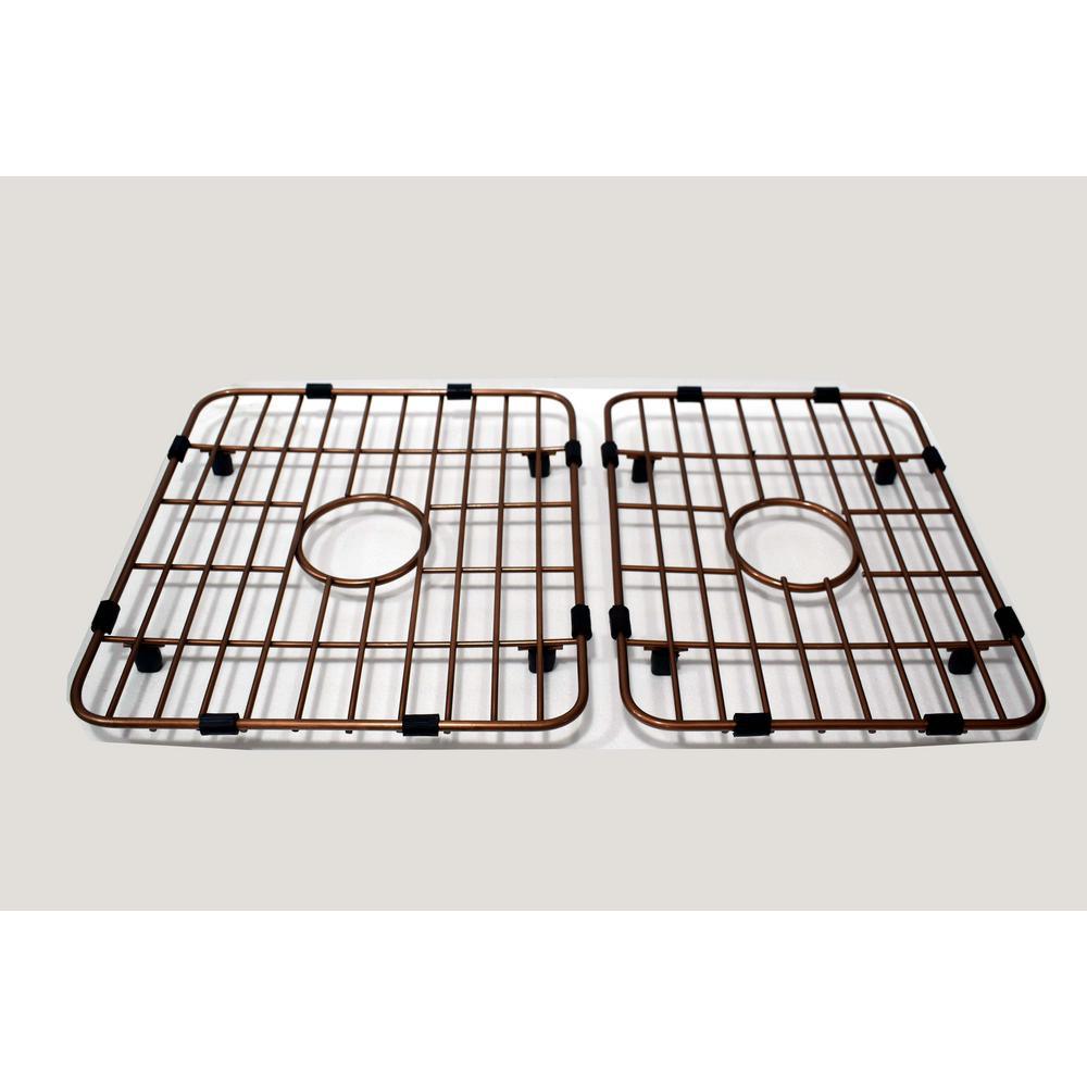 Versailles Farmhouse 33 in. 55/45 Double Bowl Kitchen Sink in Pure Copper with Bottom Grid - Super Arbor