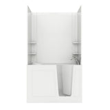 Rampart Nova Heated 5 ft. Walk-in Whirlpool Bathtub with Flat Easy Up Adhesive Wall Surround in White - Super Arbor
