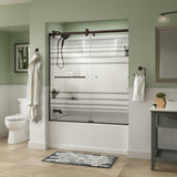 Simplicity 60 x 58-3/4 in. Frameless Contemporary Sliding Bathtub Door in Nickel with Clear Glass - Super Arbor