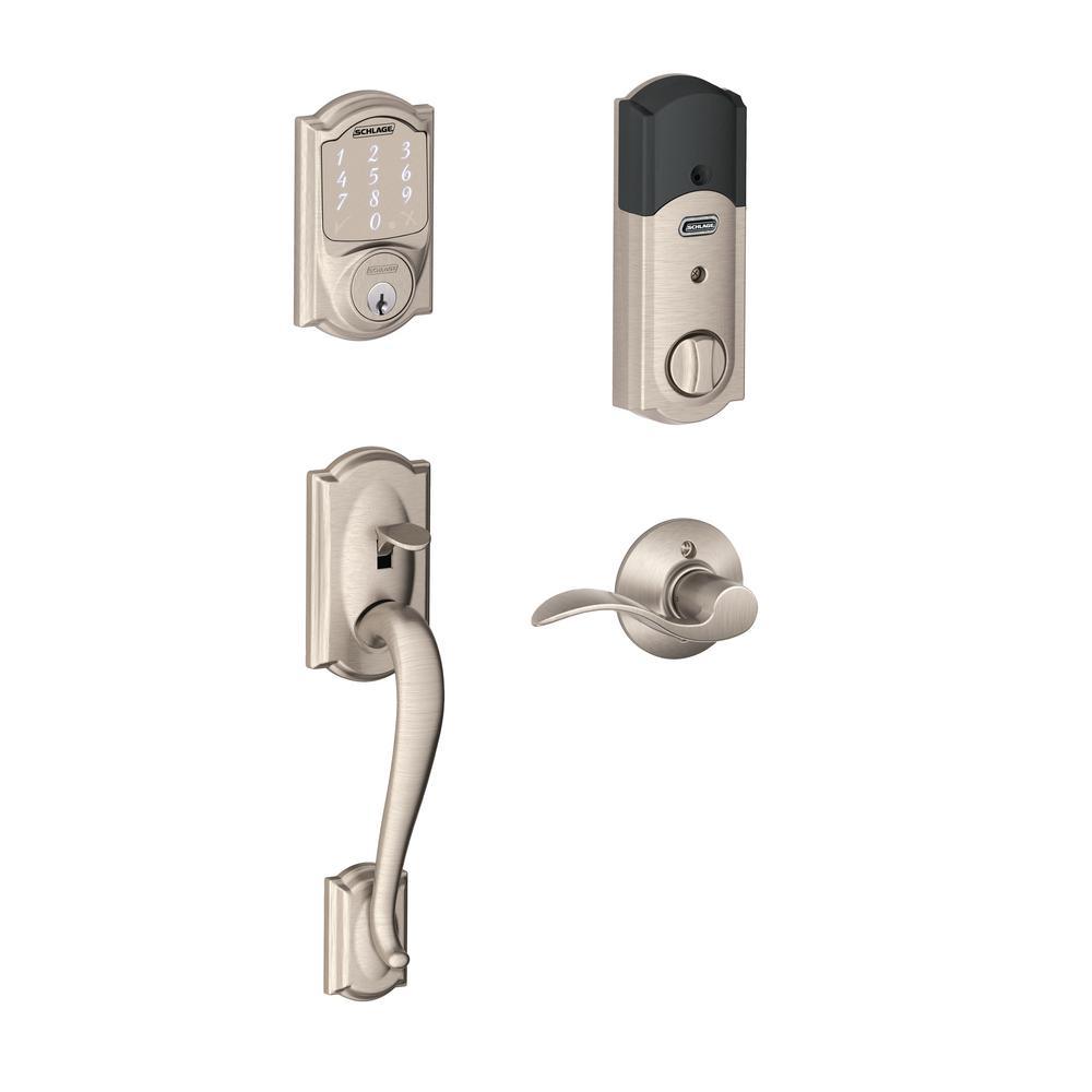 Camelot Aged Bronze Sense Smart Door Lock with Left Handed Accent Lever Door Handleset - Super Arbor