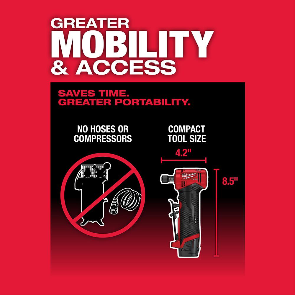 M12 FUEL 12-Volt Lithium-Ion Brushless Cordless 1/4 in. Right Angle and Straight Die Grinder Kit (Tool-Only Kit) - Super Arbor