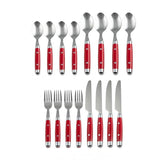 Jubilee Red 16-Piece 18/0 Stainless Steel Flatware Set (Service for 4)