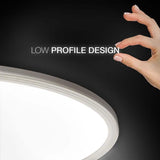 Commercial Electric 32 in. W Oval 50W 3500 Lumens Dim Selectable CCT Integrated LED Flat Panel Flush Mount Black Plus Nickel Trim Ring