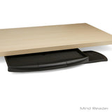 Under Desk Keyboard Holder with Closable Writing Utensil Compartment, Black - Super Arbor