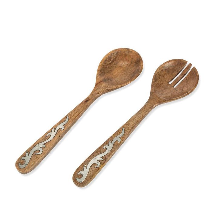 Wood Inlay 2pc Set Utensils