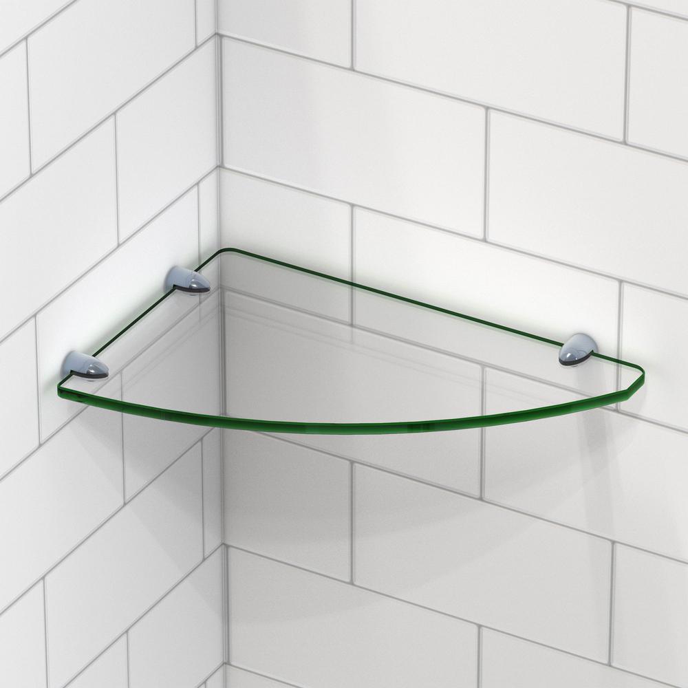 12 in. x 8 in. Corner Glass Shelf in Oil Rubbed Bronze - Super Arbor