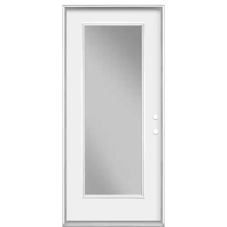 Masonite 36 in. x 80 in. Premium Full Lite Left-Hand Inswing Primed Steel Prehung Front Exterior Door (No Brickmold)