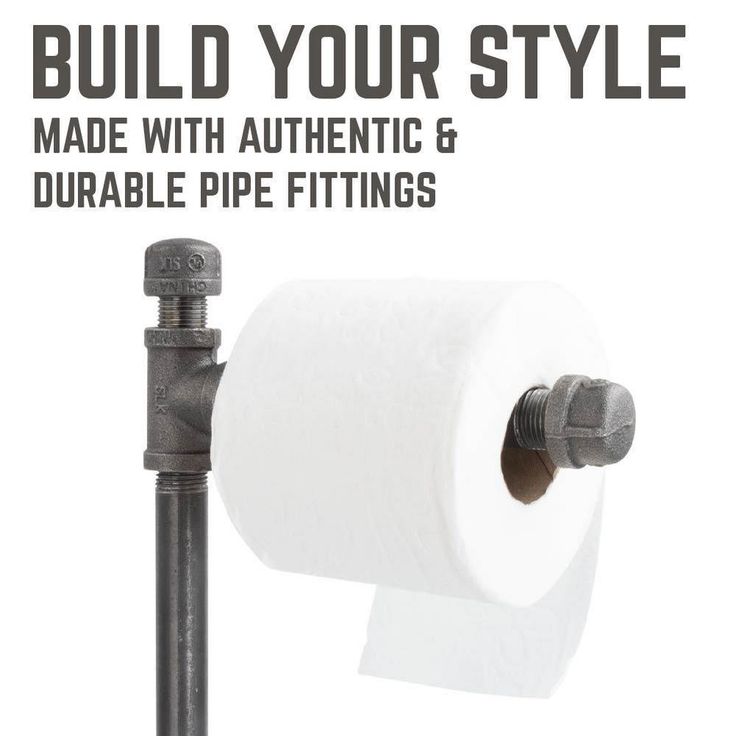 1/2 in. x 2.4 ft. L  Black Steel Pipe Freestanding Toilet Paper Holder Kit