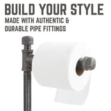1/2 in. x 2.4 ft. L  Black Steel Pipe Freestanding Toilet Paper Holder Kit